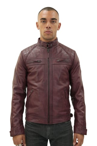 Chaqueta motera acolchada de piel Vintage para hombre-Monaco