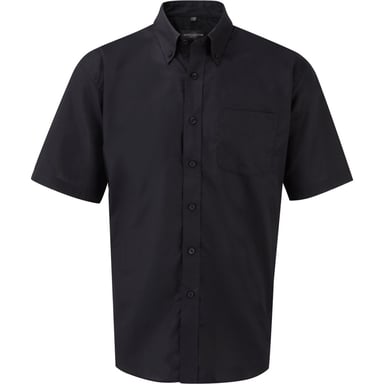 Russell Collection Mens Short Sleeve Easy Care Oxford Shirt (Black)