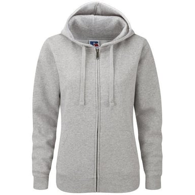 Russell Mens Authentic Full Zip Hooded Sweatshirt / Hoodie (Light Oxford)