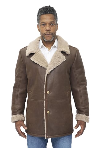 Chaqueta clásica Crombie de piel de oveja para hombre - Brisbane