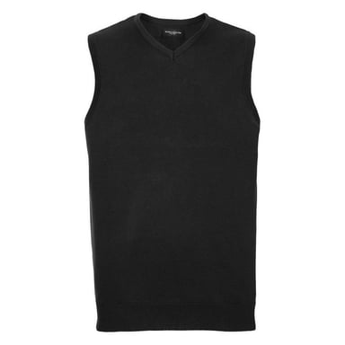 Russell Collection Mens Knitted V Neck Sleeveless Sweatshirt (Charcoal Marl)