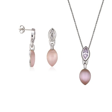 Orphelia Women's 925 Sterling Silver Set: Chain-Pendant + Earrings - Silver SET-5915