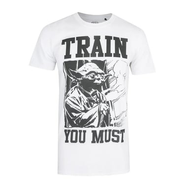 Star Wars Mens Train You Must Yoda T-Shirt (White/Black)