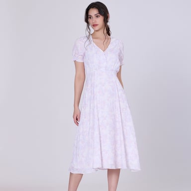 Flared empire dress with liberty print