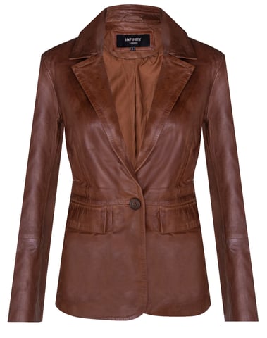 Chaqueta de cuero con un botón para mujer - Newhaven