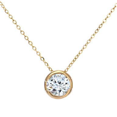 Colgante de oro amarillo de 9 quilates con diamantes de medio quilate y cadena de 45,7 cm