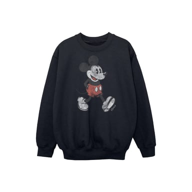 Disney Boys Walking Mickey Mouse Cotton Sweatshirt (Black)