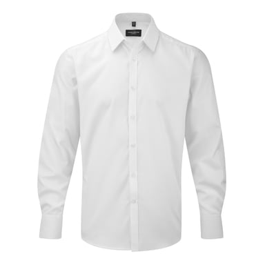 Russell Mens Herringbone Long Sleeve Work Shirt (White)