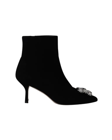 Stuart Weitzman Crystal Buckle Kera Ankle Boots in Black Suede