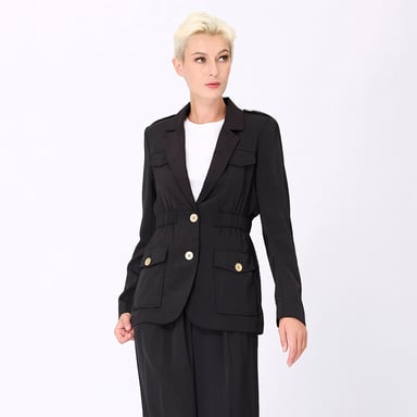 Safari blazer with gathered waist