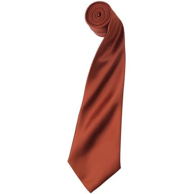 Premier Mens Plain Satin Tie (Narrow Blade) (Chestnut)