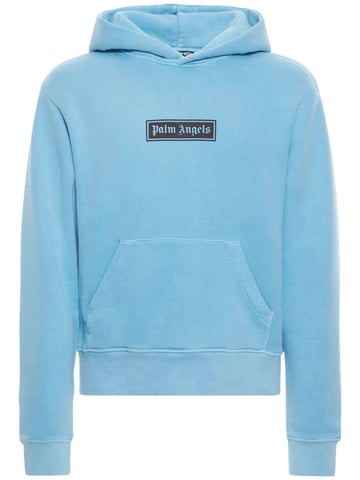 Palm Angels Garment Dyed Box Logo sudadera con capucha azul claro
