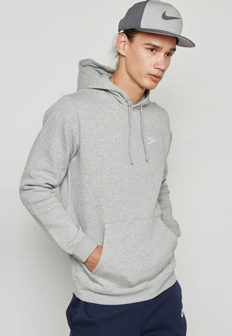 Sudadera con capucha gris con logo bordado Club de Nike