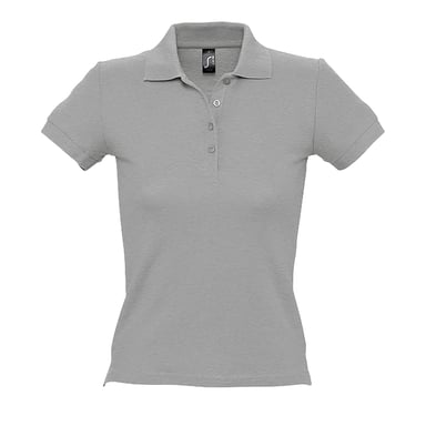 SOLS Womens/Ladies People Pique Short Sleeve Cotton Polo Shirt (Grey Marl)