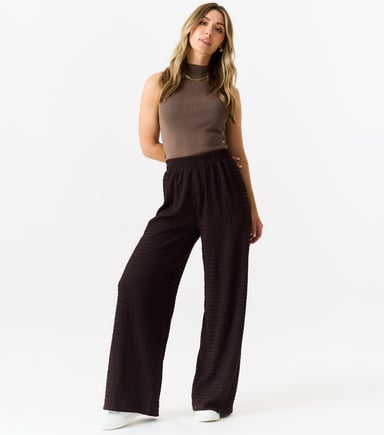 Pantalones sin cierres con cintura elástica texturizada