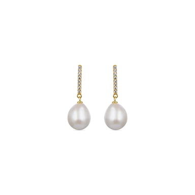 Pendientes Luxenter de Plata de Ley 925 con Perla Blanca acabados en oro amarillo de 18K - Nolshu