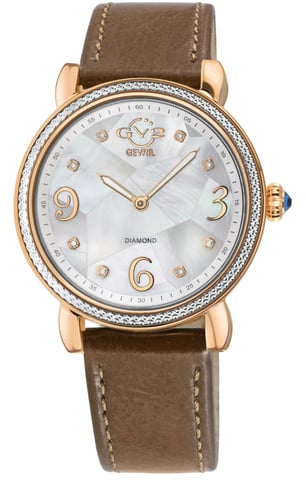 GV2 Ravenna 12611 Reloj suizo con esfera de mosaico blanco IP rosa y caja de acero inoxidable 316L para mujer