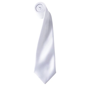 Premier Mens Plain Satin Tie (Narrow Blade) (White)
