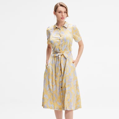 Graphic print satin shirt dress