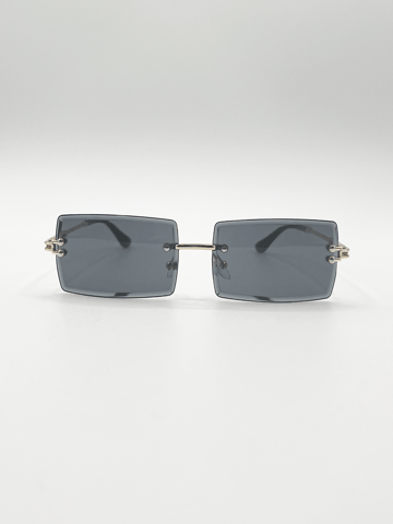 Frameless Square Sunglasses in Black
