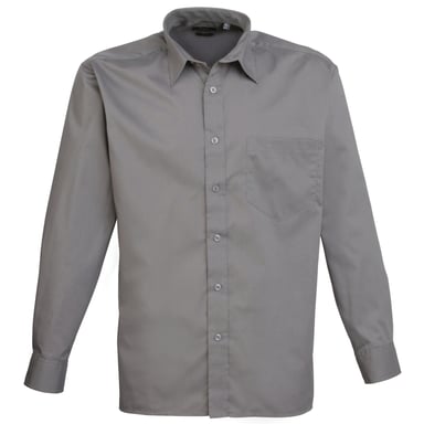 Premier Mens Premier Poplin Long-Sleeved Formal Shirt (Dark Grey)