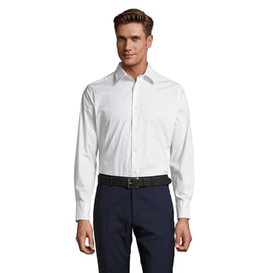 SOLS Mens Brighton Stretch Long-Sleeved Business Shirt (White)