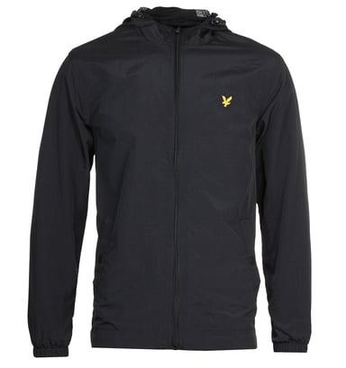 Chaqueta ligera corta con capucha en negro azabache Branded Lyle & Scott