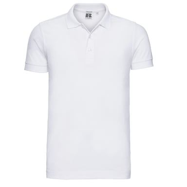 Russell Mens Plain Stretch Polo Shirt (White)
