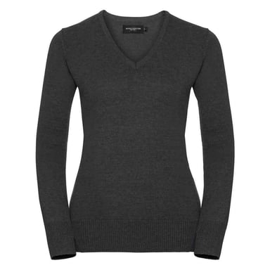Russell Collection Womens/Ladies Marl V Neck Sweatshirt (Charcoal)
