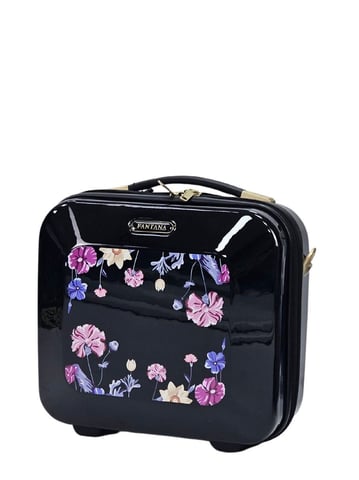 Bolsa de cosméticos rígida de color negro para equipaje