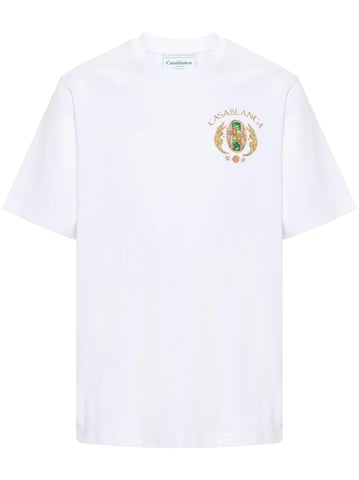 Camiseta estampada Casablanca Joyaux D'Afrique Tennis Club en blanco
