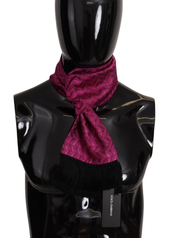 Chal de Seda Para Hombre con Flecos de Patrón Geométrico Magenta de Dolce & Gabbana