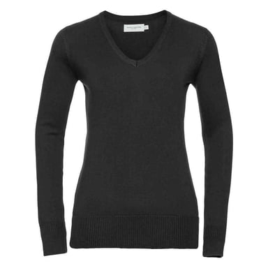 Russell Collection Womens/Ladies Marl V Neck Sweatshirt (Black)