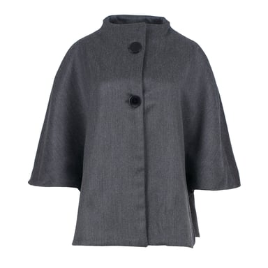 Capa de Lana Gris Oscuro con Mangas Cortas