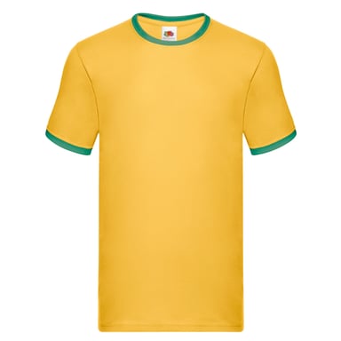 Fruit of the Loom Mens Ringer Contrast T-Shirt (Sunflower/Kelly Green)