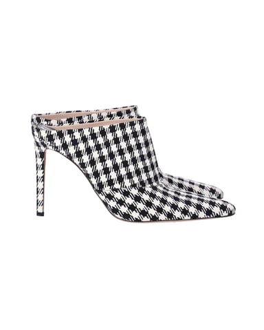 Altuzarra Checkered Davidson Houndstooth Mules in White Canvas