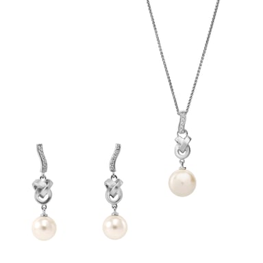 Orphelia 'Clara' Women's 925 Sterling Silver Set: Chain-Pendant + Earrings - Silver SET-7515
