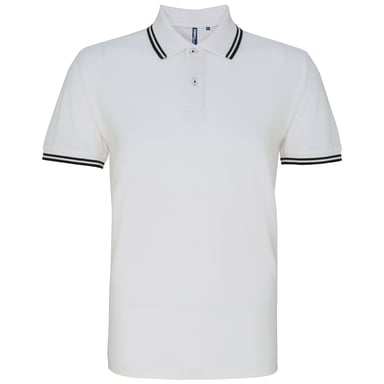 Asquith & Fox Mens Classic Fit Tipped Polo Shirt (White/ Black)