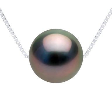 Necklace Real Cultured Tahiti Pearl PASSING THROUGH Round 10-11 mm