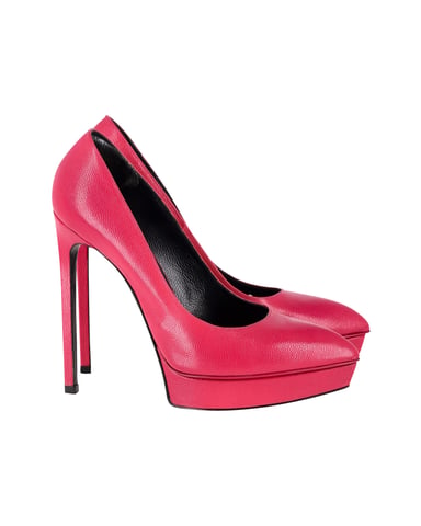 Saint Laurent Platform Pumps in Pink Leather