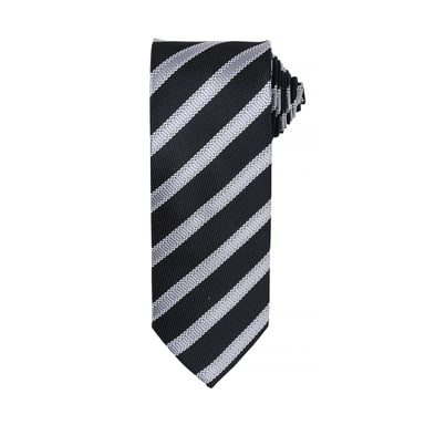 Premier Mens Waffle Stripe Formal Business Tie (Black/Dark Grey)