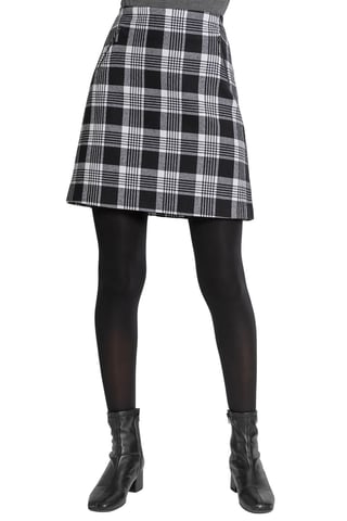 Check Print Zip Pocket Skirt