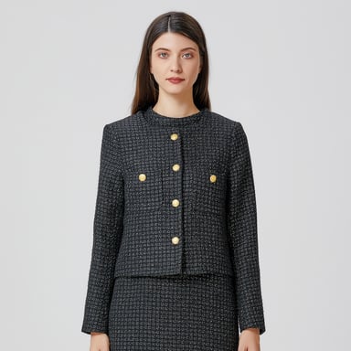 Tweed blazer patch with pockets