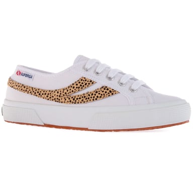 Superga Womens/Ladies Cheetah Print Cowhide Leather Trainers (White)