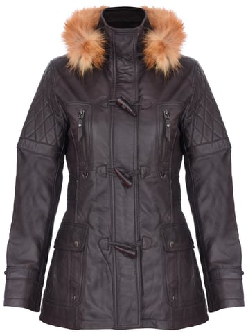Parka con capucha de cuero acolchado para mujer - Northampton