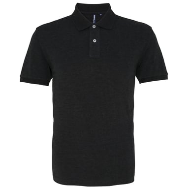 Asquith & Fox Mens Plain Short Sleeve Polo Shirt (Black Heather)