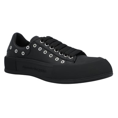 Alexander McQueen Men's Deck Plimsoll in Black/silver