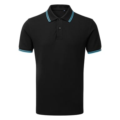 Asquith & Fox Mens Classic Fit Tipped Polo Shirt (Black/ Turquoise)