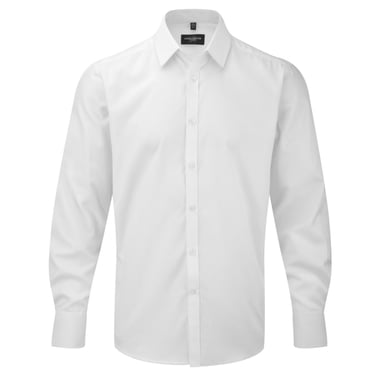 Russell Collection Mens Herringbone Long-Sleeved Formal Shirt (White)