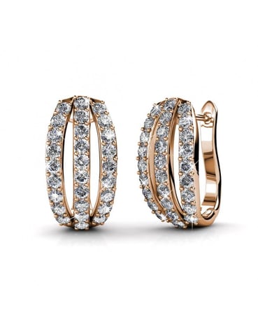 Pendientes Elegantes - Oro Rosa y Cristal